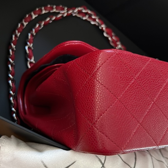 Chanel Classic, Double Flap, Quilted with Caviar leather, Jumbo Red Bag - Picture 12 of 16